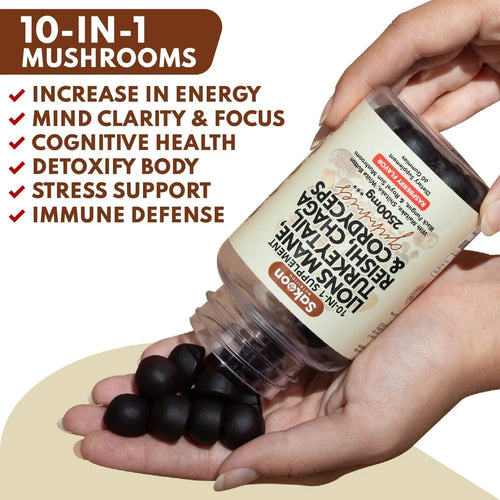 Sakoon Nutrition 10-In-1 Lions Mane Mushroom Complex Gummies for Brain Health and Immune Function - Fitness, Healthcare, Dietary Natural Supplements Natural Wellness Boost