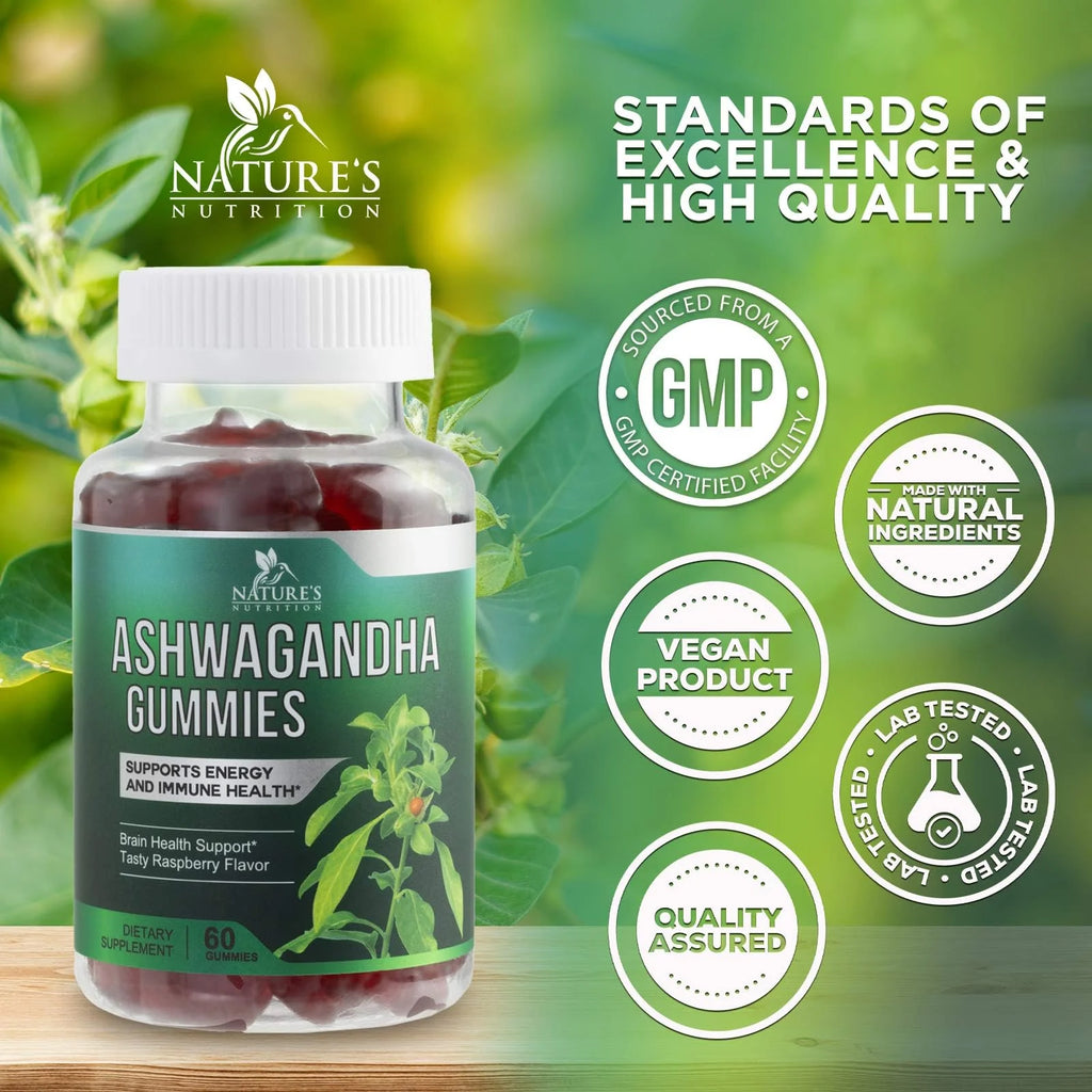 Ashwagandha Gummies - Advanced Ashwagandha Gummy Formula for Daily Use - Natural Antioxidant Support & Brain Health Support - Natural Calm, Relaxation, & Immune Support - Berry Flavor - 60 Gummies