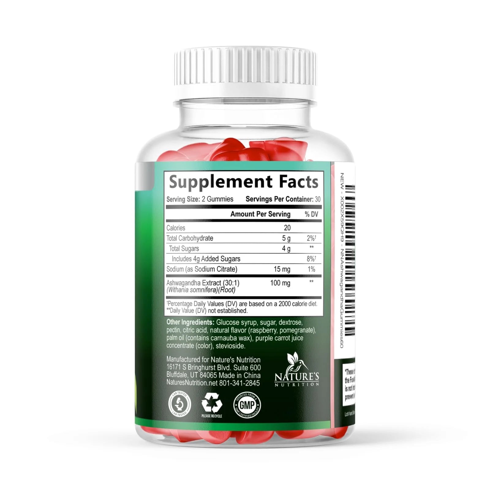 Ashwagandha Gummies - Advanced Ashwagandha Gummy Formula for Daily Use - Natural Antioxidant Support & Brain Health Support - Natural Calm, Relaxation, & Immune Support - Berry Flavor - 60 Gummies