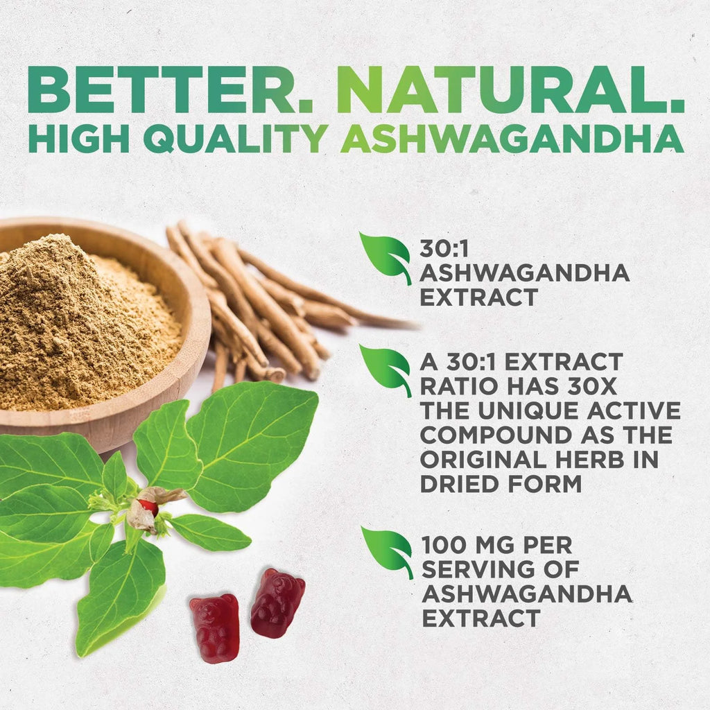 Ashwagandha Gummies - Advanced Ashwagandha Gummy Formula for Daily Use - Natural Antioxidant Support & Brain Health Support - Natural Calm, Relaxation, & Immune Support - Berry Flavor - 60 Gummies